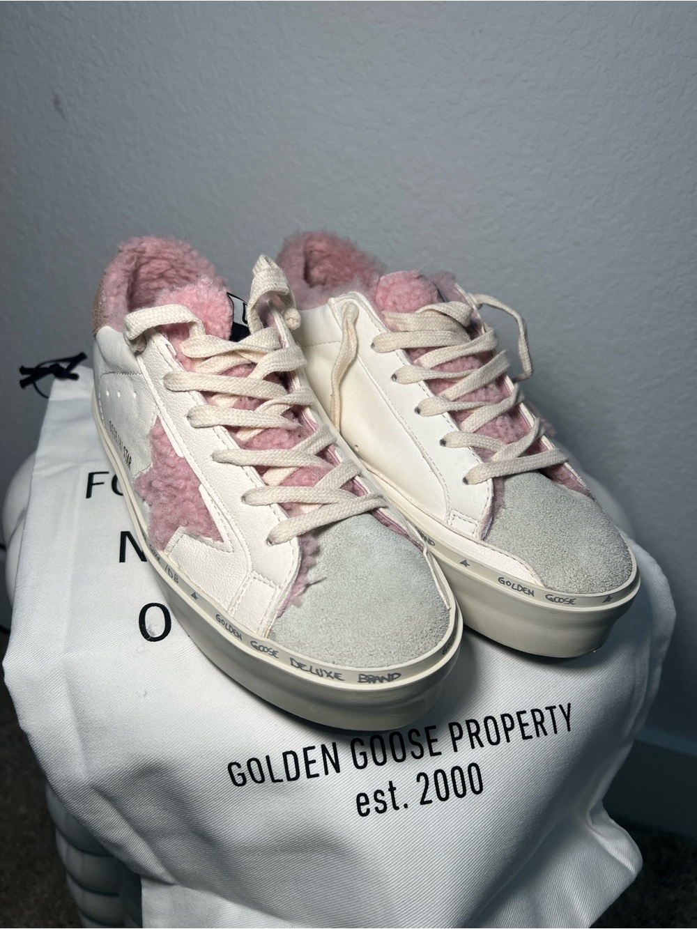 Golden Goose Hi-Star shearling-lined leather suede sneakers